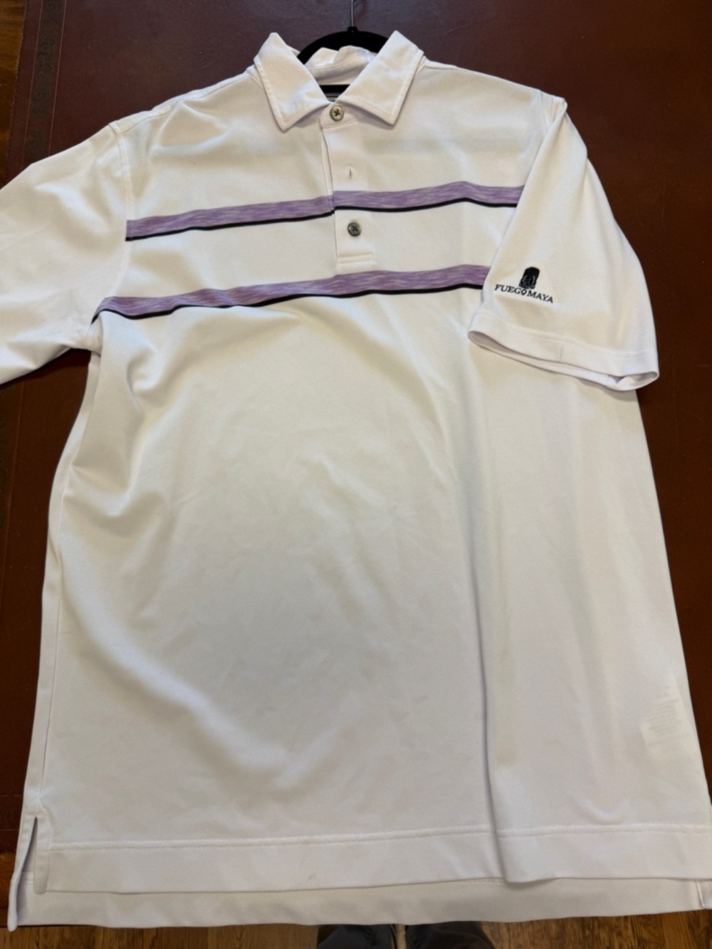 FootJoy White Fuego Maya Polo with Lavender Stripe Details